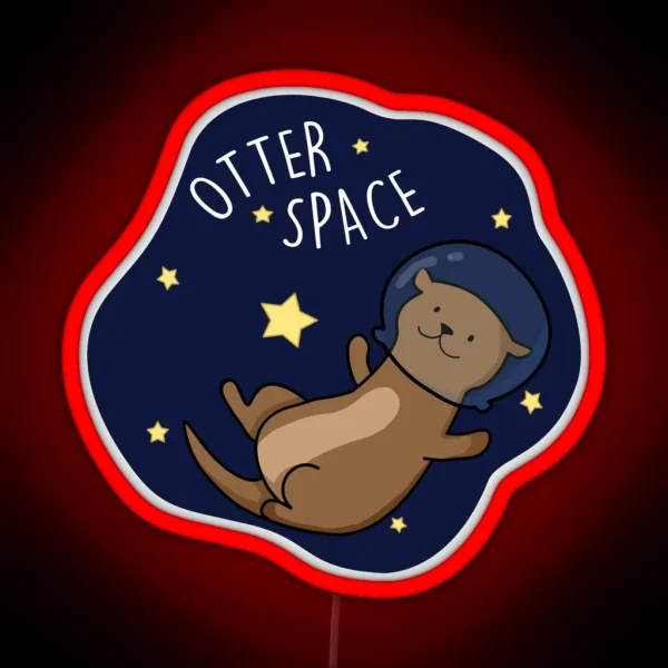 Otter Space Funny Astronaut Funny Animal Pun RGB Neon Sign