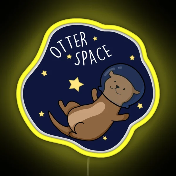 Otter Space Funny Astronaut Funny Animal Pun RGB Neon Sign