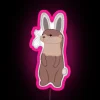 Whimsical colorful neon sign featuring an otter and bunny design.