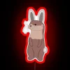 Whimsical neon decor featuring an otter and bunnies together