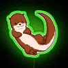 Neon bedroom decor, vibrant rgb color changing otter sign.