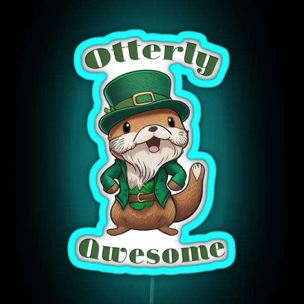 Otterly Awesome St Patricks Day Otter RGB Neon Sign