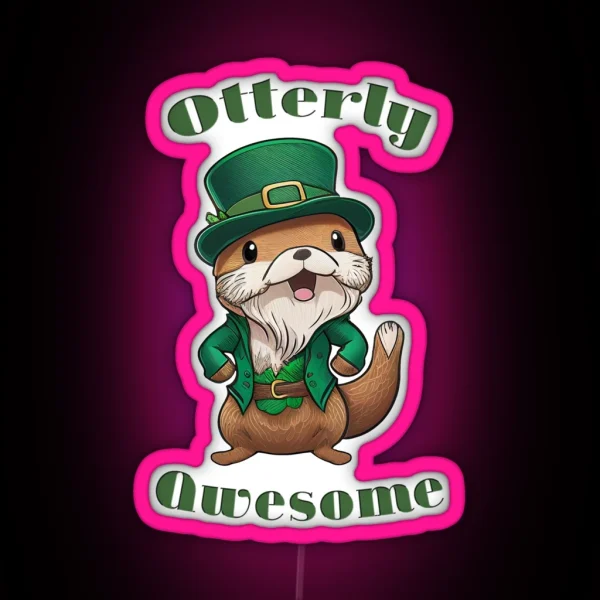 Otterly Awesome St Patricks Day Otter RGB Neon Sign