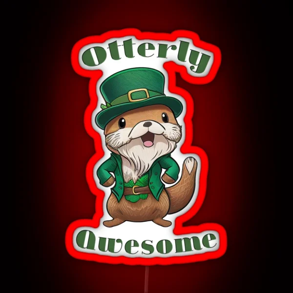 Otterly Awesome St Patricks Day Otter RGB Neon Sign