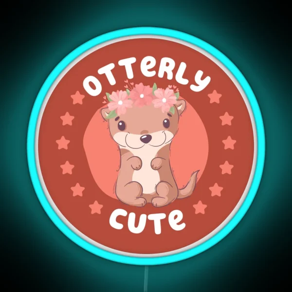 Otterly Cute Otter Pun RGB Neon Sign