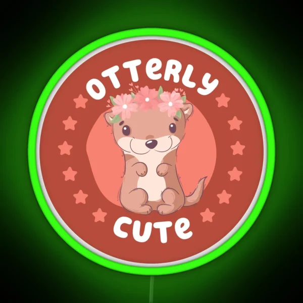 Otterly Cute Otter Pun RGB Neon Sign