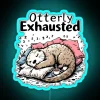Colorful Neon Sign Reading Otterly Exhausted in Fun Casual RGB Lighting