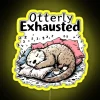 Vibrant LED Sign Featuring Cuddly Otters in Colorful Fatigue State