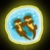 Romantic RGB Neon Sign with Cute Otter Design and Messages