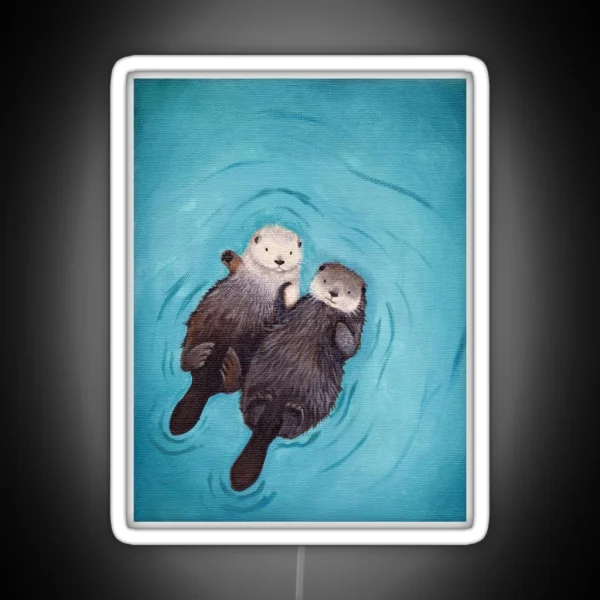 Otterly Romantic The Official Otters Holding Hands RGB Neon Sign