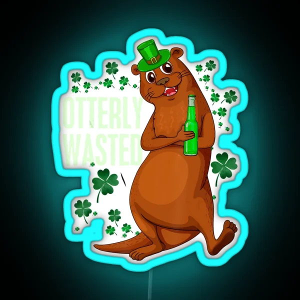 Otterly Wasted Otter St Patrick S Day RGB Neon Sign