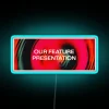Eye-catching RGB neon feature presentation display wall decor sign.