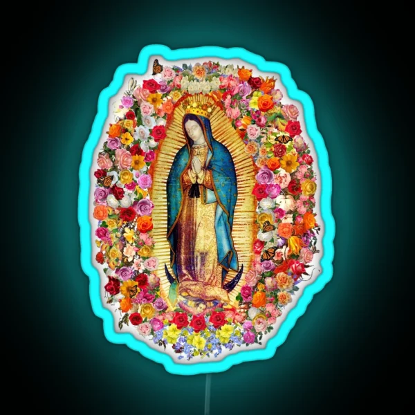 Our Lady Of Guadalupe Mexican Virgin Mary Saint Mexico Catholic Mask RGB Neon Sign