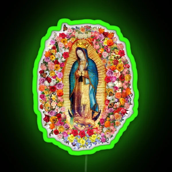 Our Lady Of Guadalupe Mexican Virgin Mary Saint Mexico Catholic Mask RGB Neon Sign