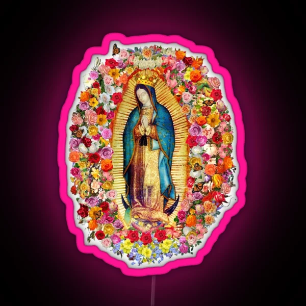 Our Lady Of Guadalupe Mexican Virgin Mary Saint Mexico Catholic Mask RGB Neon Sign