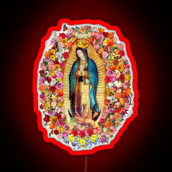 Our Lady Of Guadalupe Mexican Virgin Mary Saint Mexico Catholic Mask RGB Neon Sign