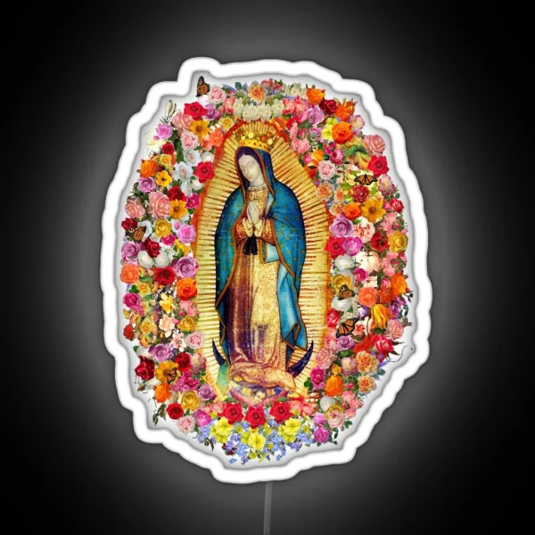 Our Lady Of Guadalupe Mexican Virgin Mary Saint Mexico Catholic Mask RGB Neon Sign