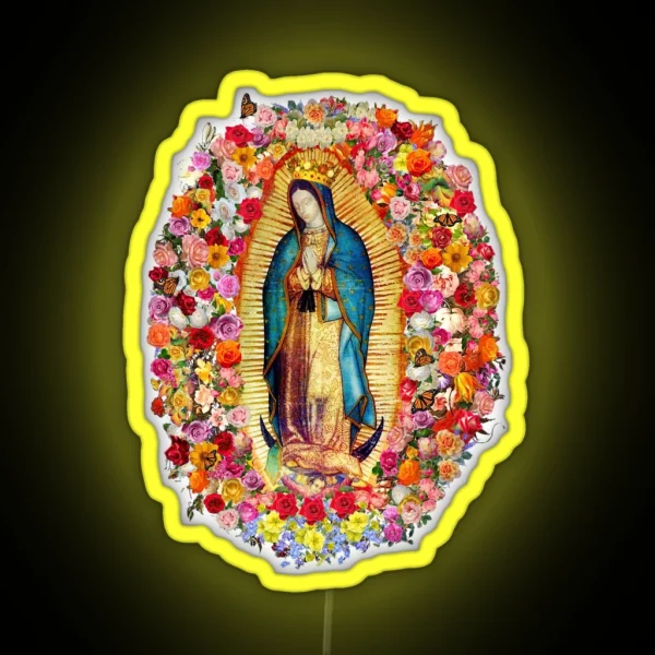 Our Lady Of Guadalupe Mexican Virgin Mary Saint Mexico Catholic Mask RGB Neon Sign