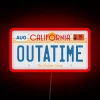 Vintage-inspired OUTATIME RGB neon light sign with customizable color effects