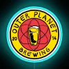 Bright vibrant outer space neon sign for breweries and bars
