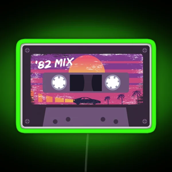 Outrun Retro Cassette Tape RGB Neon Sign