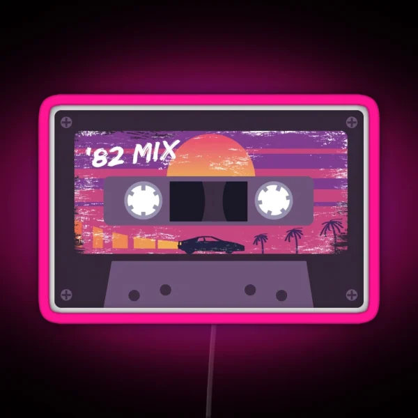 Outrun Retro Cassette Tape RGB Neon Sign