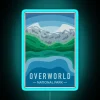 Minecraft-themed overworld national park illuminated in vibrant rainbow colors glow