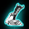 Vintage Japanese-inspired Oyasumi Punpun eyes neon sign with colorful glowing accents