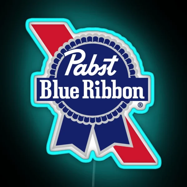 Pabst Blue Ribbon Logo RGB Neon Sign