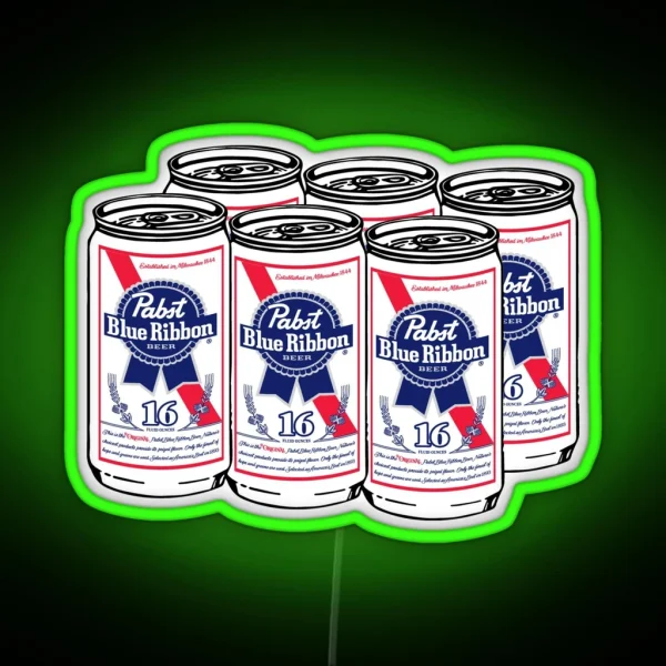 Pabst Blue Ribbon Six Pack RGB Neon Sign