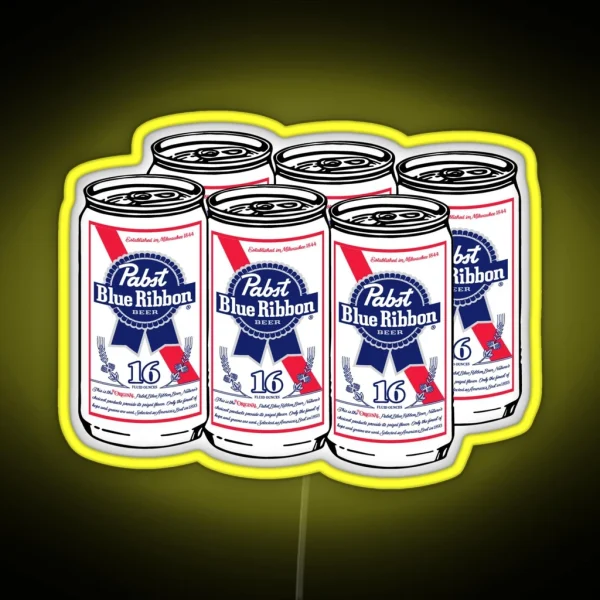 Pabst Blue Ribbon Six Pack RGB Neon Sign