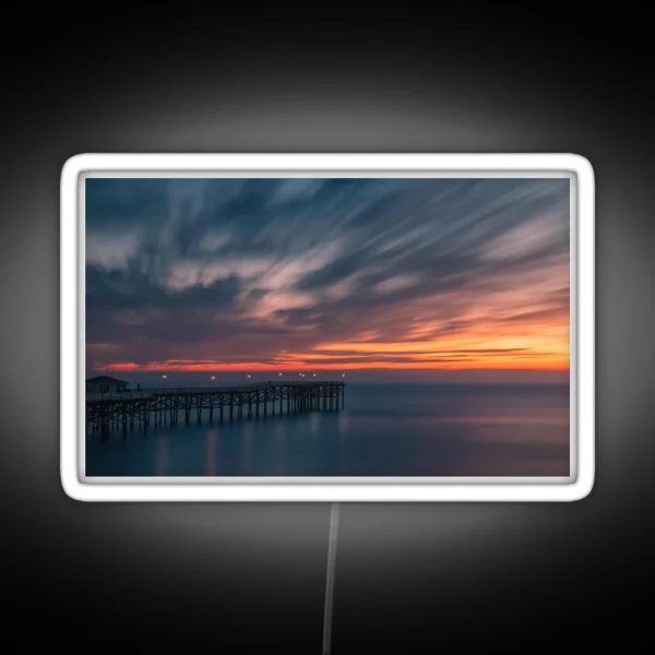 Pacific Beach Pier Long Exposure RGB Neon Sign
