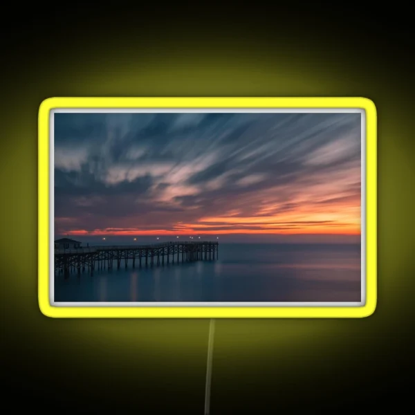 Pacific Beach Pier Long Exposure RGB Neon Sign