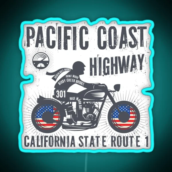 Pacific Coast Highway Biker RGB Neon Sign
