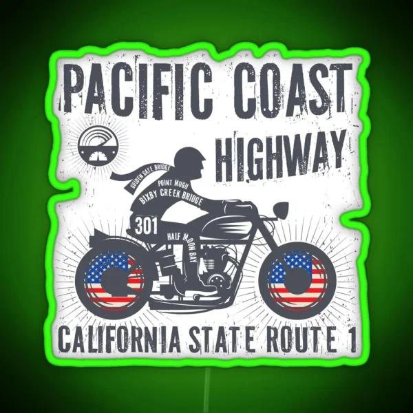 Pacific Coast Highway Biker RGB Neon Sign