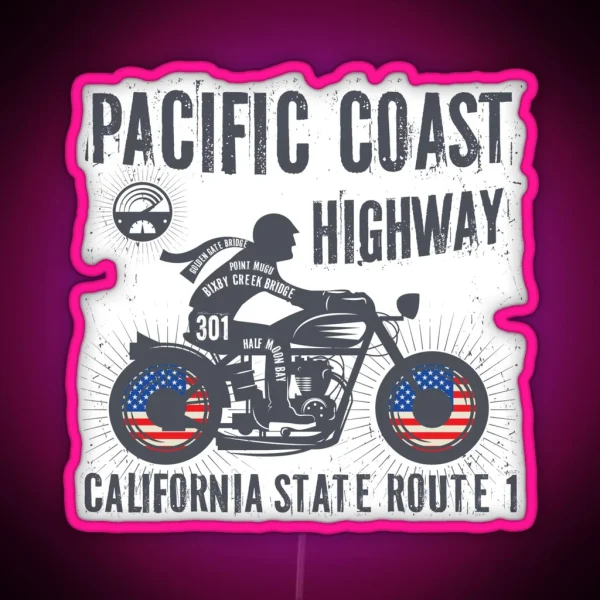 Pacific Coast Highway Biker RGB Neon Sign