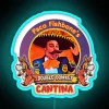 Vibrant Double Donkey Cantina neon sign in RGB color scheme.