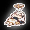 Paimon from Genshin Impact sweetly sleeps under soothing neon lights.