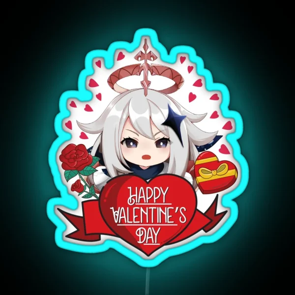 Paimon Genshin Impact Valentines Day RGB Neon Sign