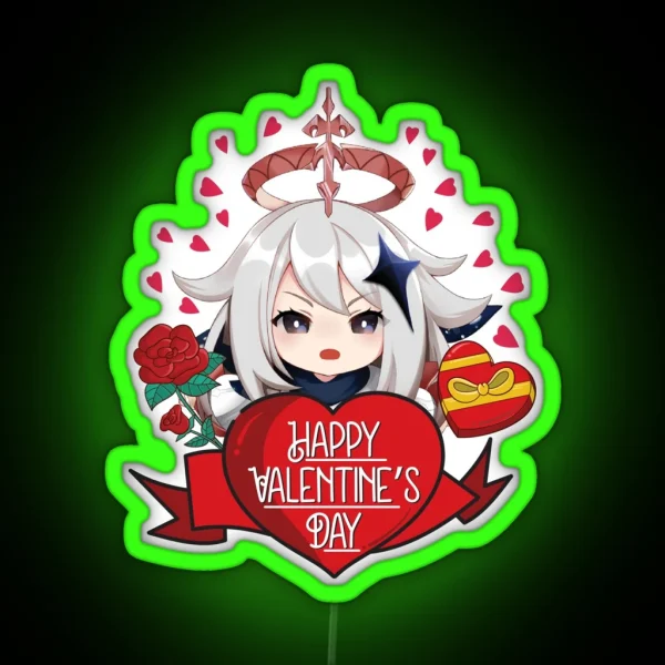 Paimon Genshin Impact Valentines Day RGB Neon Sign