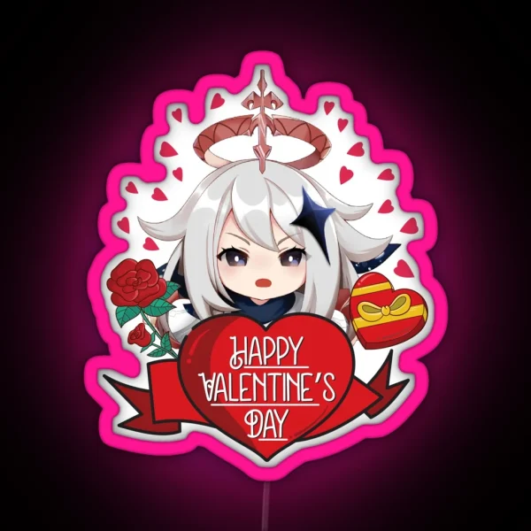 Paimon Genshin Impact Valentines Day RGB Neon Sign