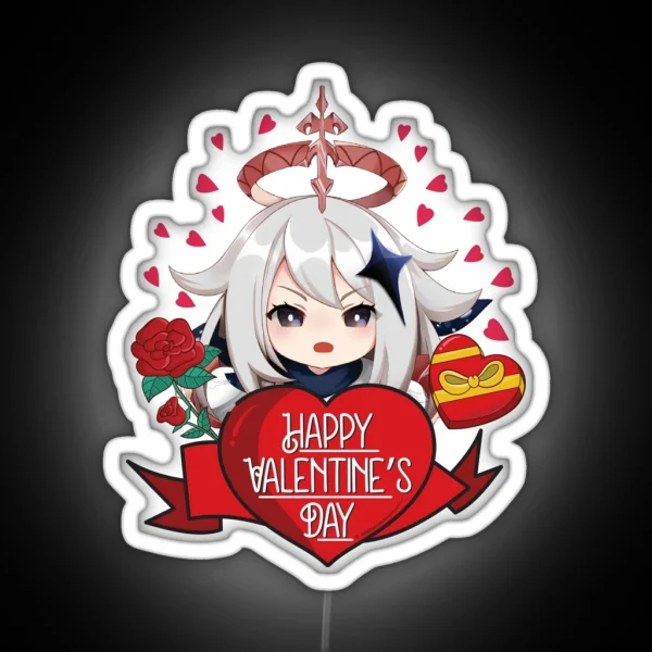 Paimon Genshin Impact Valentines Day RGB Neon Sign