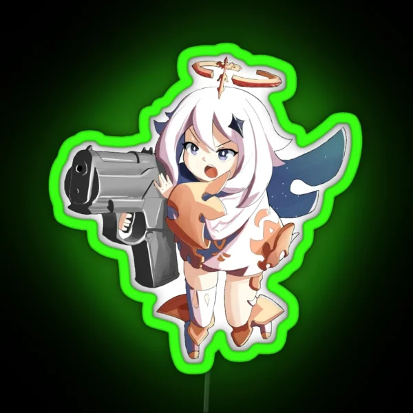 Paimon Holding A Gun Genshin RGB Neon Sign