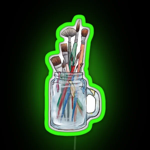 Paint Brushes No Background RGB Neon Sign