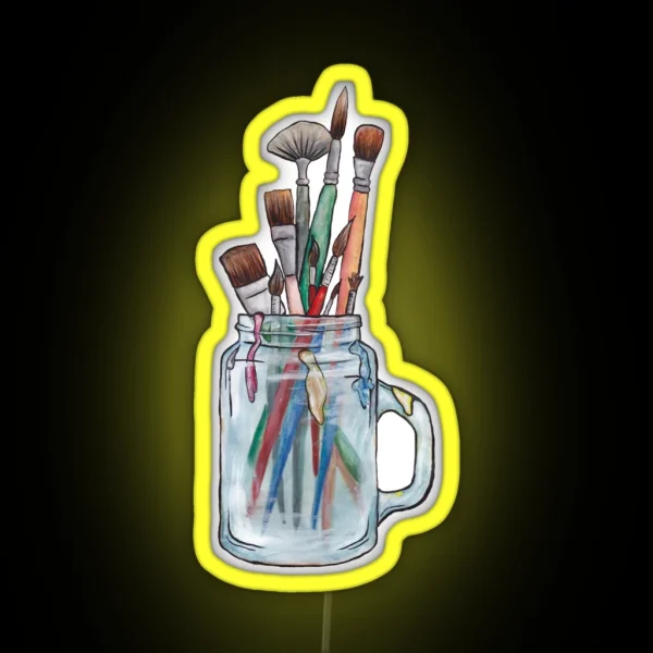 Paint Brushes No Background RGB Neon Sign