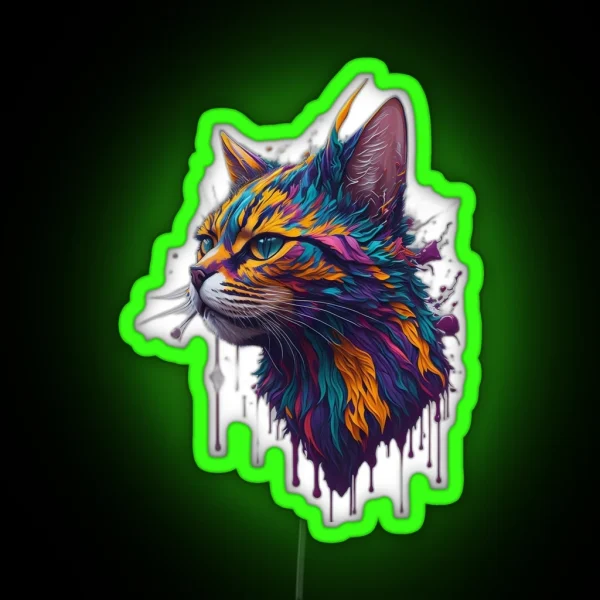 Paint Splash Cat Figure RGB Neon Sign