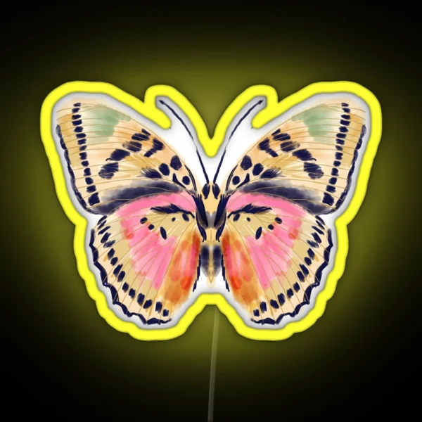 Painted Butterfly Butterfly Led Butterflies Watercolor Butterfly Yellow And Pink Butterflies Insect Art Butterfly Art Andrea Lauren RGB Neon Sign