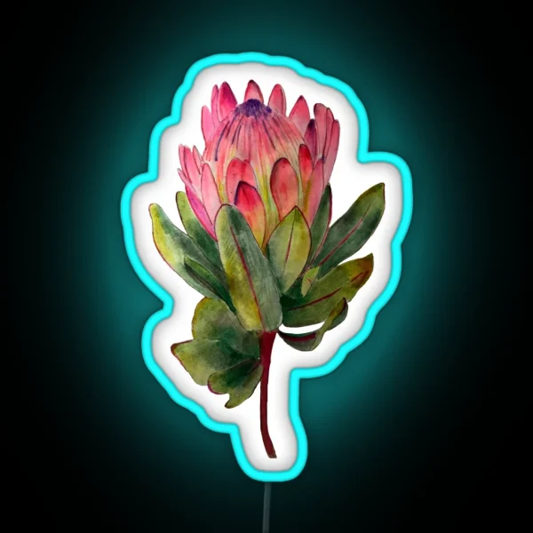Painted Protea Flower Pattern RGB Neon Sign