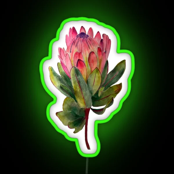 Painted Protea Flower Pattern RGB Neon Sign