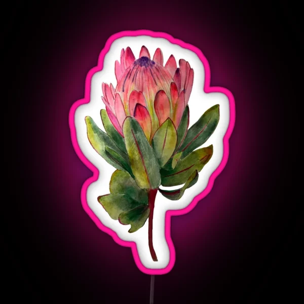 Painted Protea Flower Pattern RGB Neon Sign